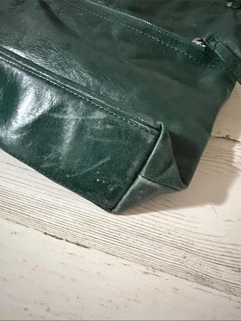 HOBO Dark Green Leather Convertible Crossbody Satchel - Picture 13 of 13
